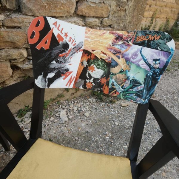 fauteuil 2 vintage batman relookée fun comics déco enfant