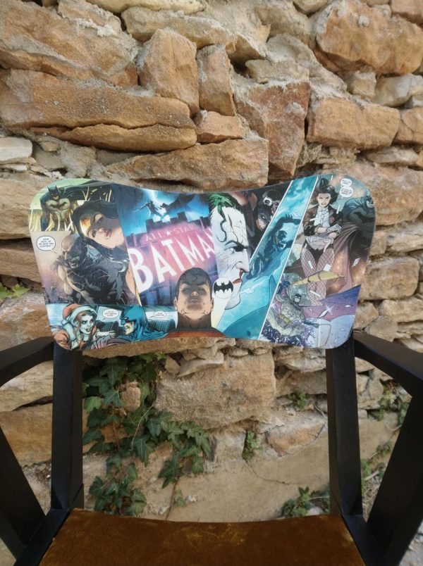 chaise art déco résine collage bande dessinée confortable