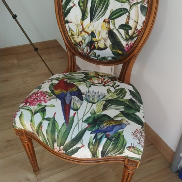 chaise tissus coton perroquet jungle