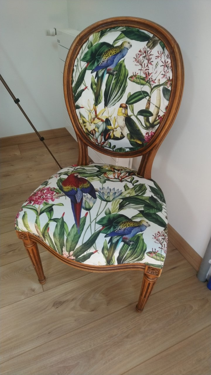 chaise tissus coton perroquet jungle