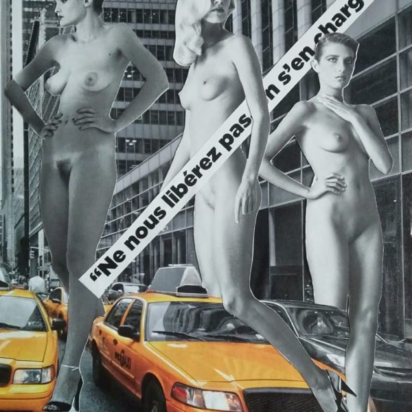 collage artistique libération femmes taxi new york