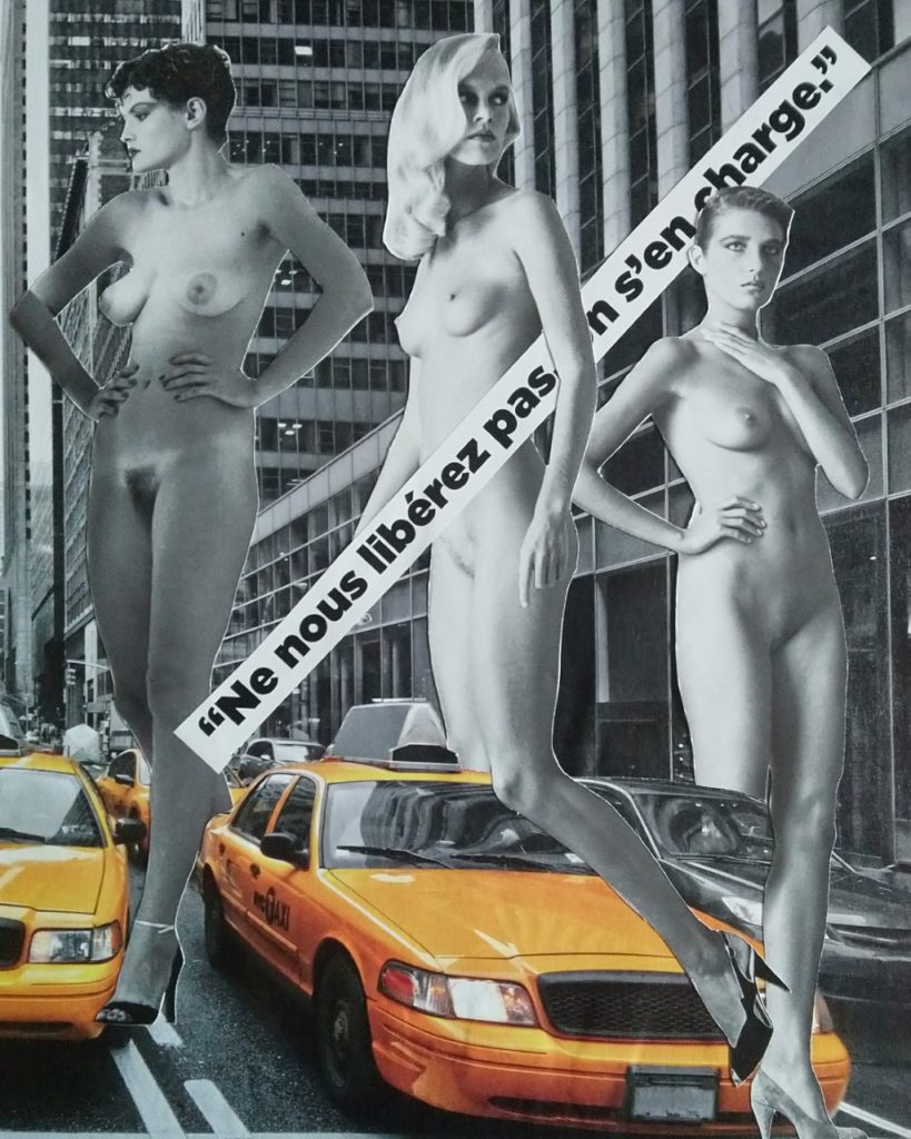collage artistique libération femmes taxi new york