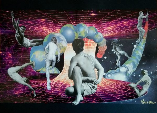 collage artistique faire de l'exercice hommes nus espace