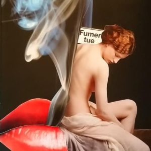 Collage artistique fumer tue fumée femme lèvres