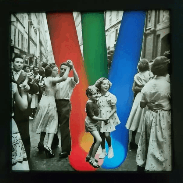 collage artistique doisneau disco couleur noir et blanc rue photo iconique