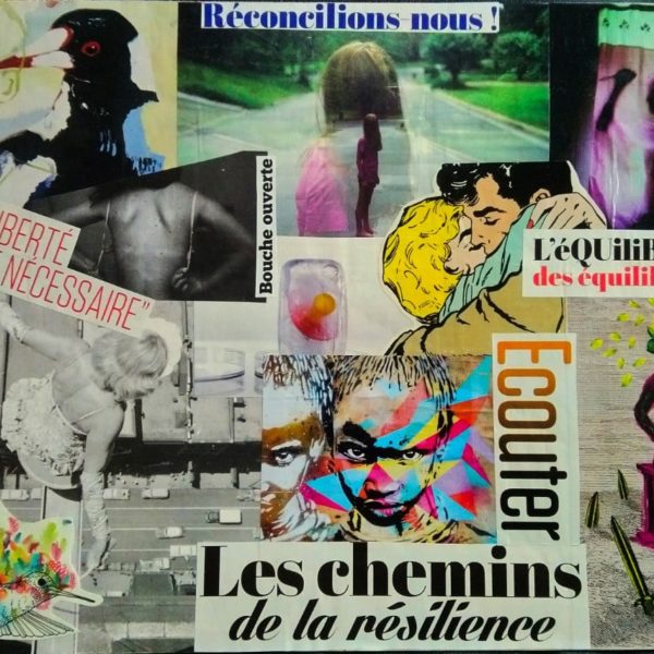 Collage artistique l'équilibre des équilibres résilience s'aimer soi-même