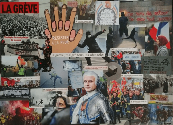 collage engagé artistique résistance grève