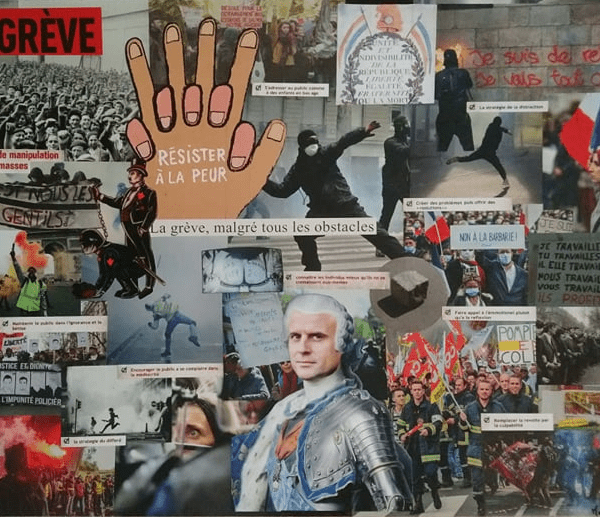 collage engagé artistique résistance grève