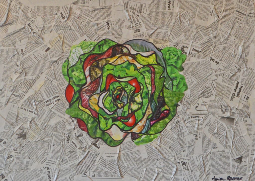 Collage artistique salade insalata journal couleurs