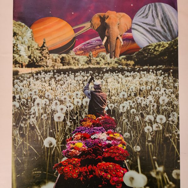 Collage art prendre le large éléphant espace poétique
