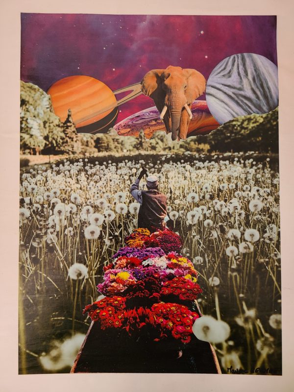 Collage art prendre le large éléphant espace poétique