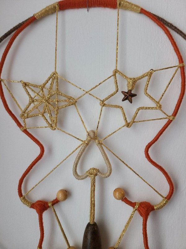 attrape-rêve crane orange doré