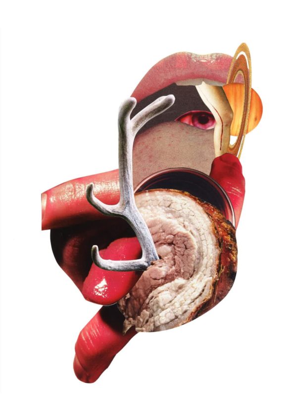 viande 8 collage art viande cannibale bouche langue sang