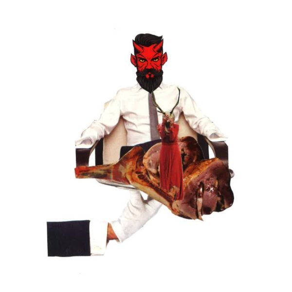 collage artistique petit format viande argent
