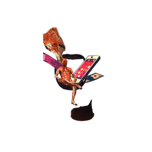 collage illustration cannibalisme viande bouche sang