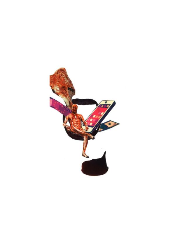 collage illustration cannibalisme viande bouche sang