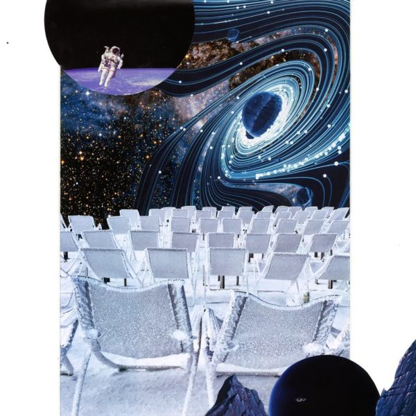 Après Nous collage art espace voyage interstellaire sky bleu