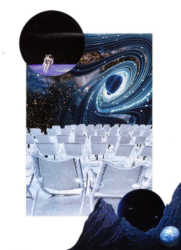 Après Nous collage art espace voyage interstellaire sky bleu